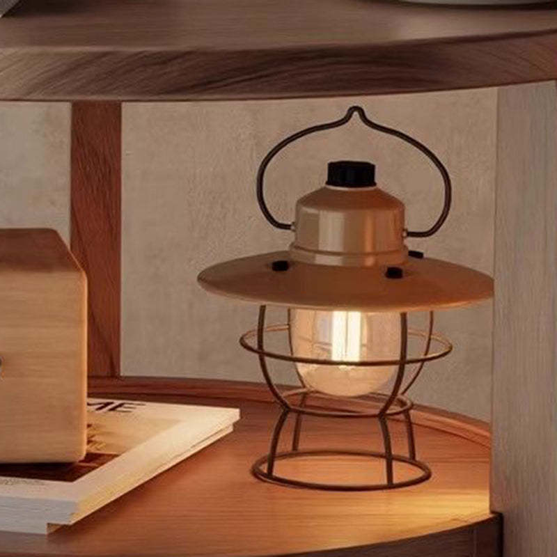 Vintage Round Wood Side Table with Drawer