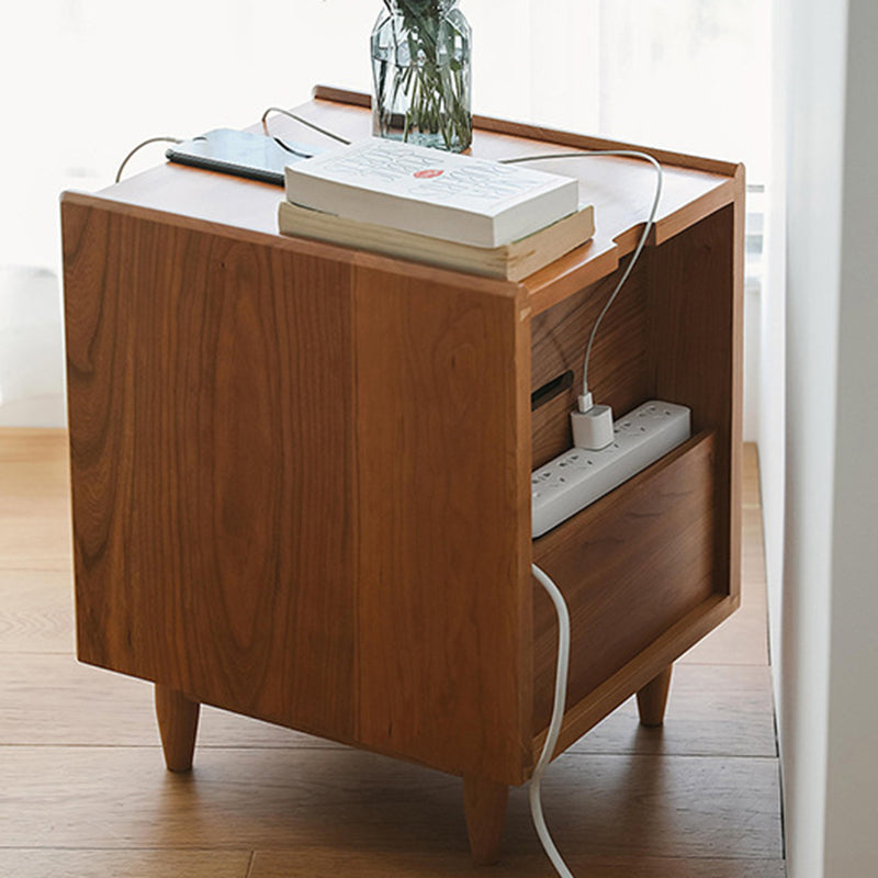 Japanese Rattan Wood 2-Drawer Nightstand