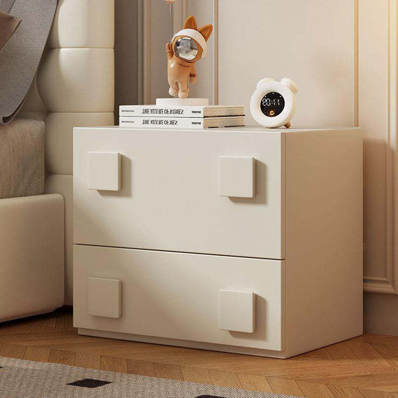 Minimalist Cream Wood 2-Drawer Nightstand