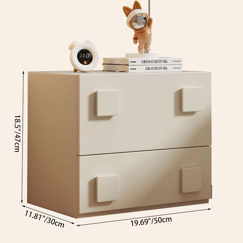 Minimalist Cream Wood 2-Drawer Nightstand