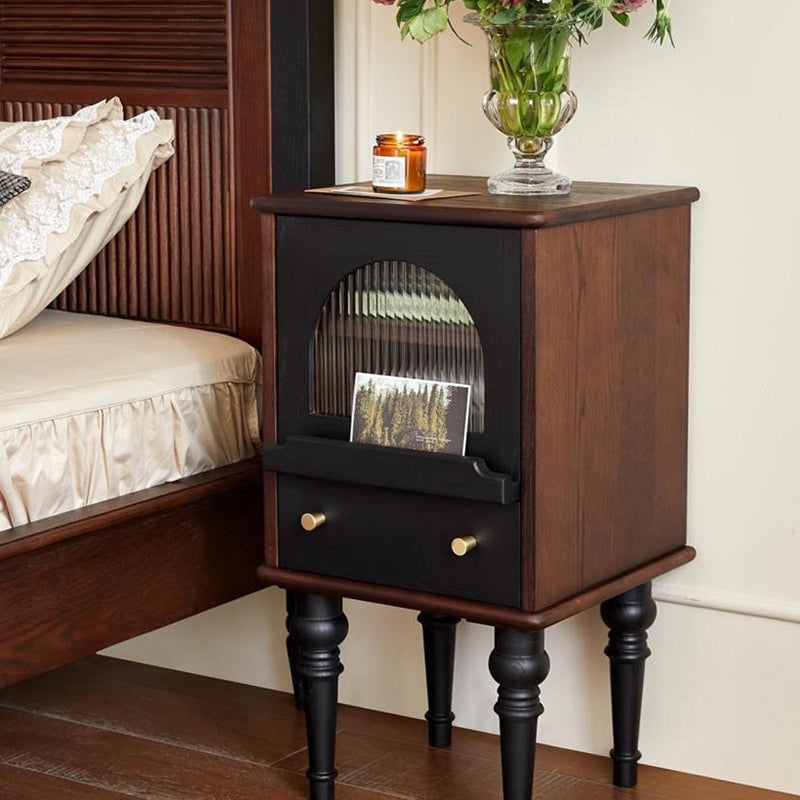 Vintage Wood Nightstand with Drawer
