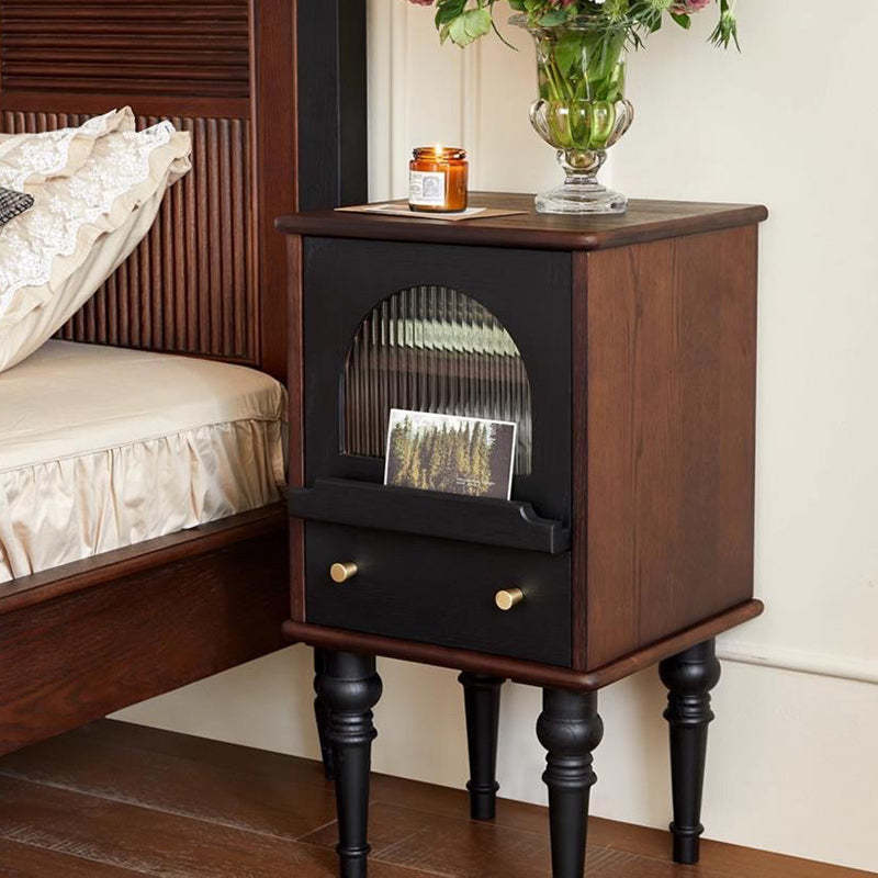 Vintage Wood Nightstand with Drawer