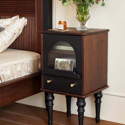 Vintage Wood Nightstand with Drawer