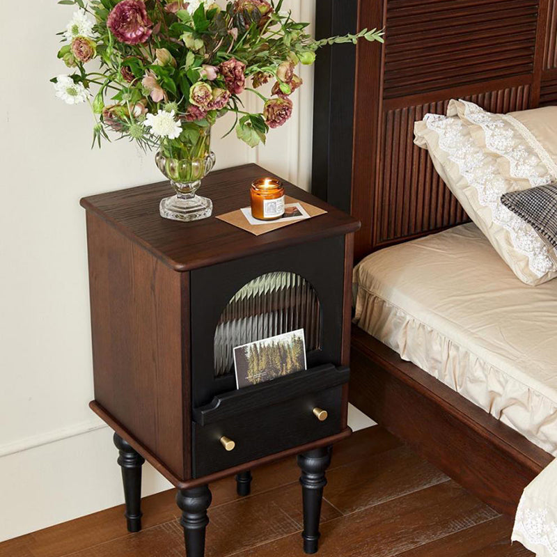Vintage Wood Nightstand with Drawer