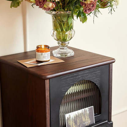 Vintage Wood Nightstand with Drawer