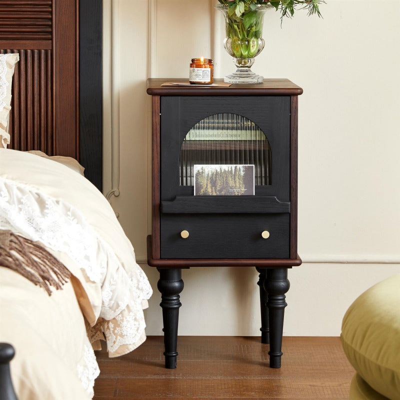 Vintage Wood Nightstand with Drawer