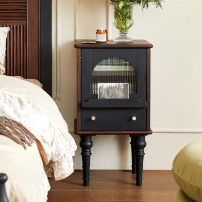 Vintage Wood Nightstand with Drawer