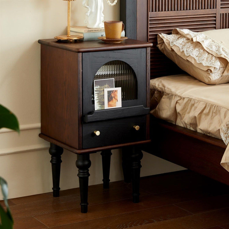 Lighom traditional drawer wood metal nightstands