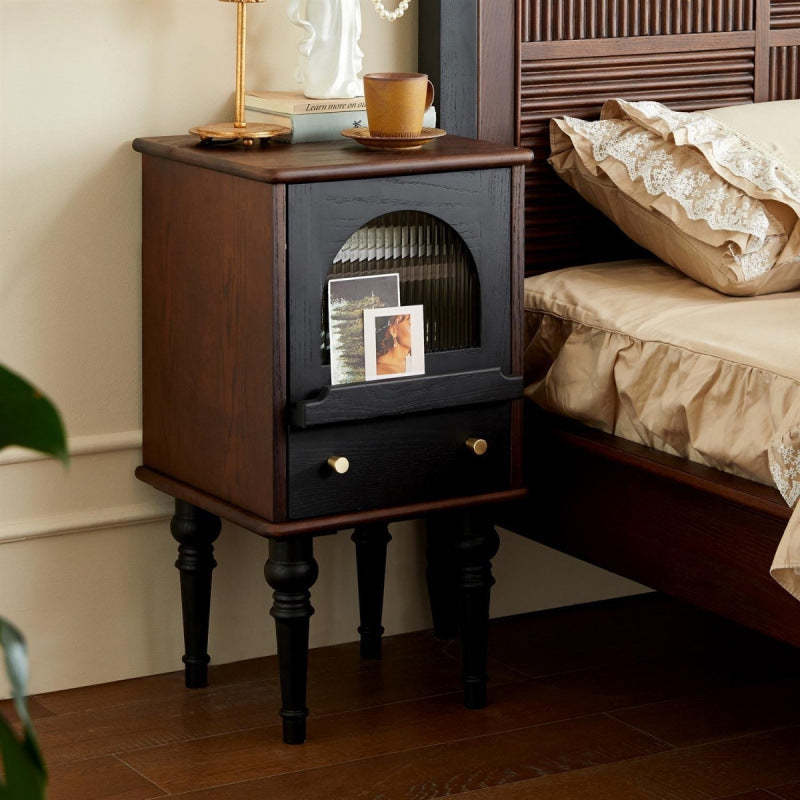 Vintage Wood Nightstand with Drawer