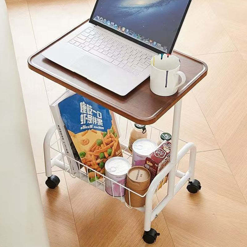 Minimalist Iron Wood 2-Tier Side Table