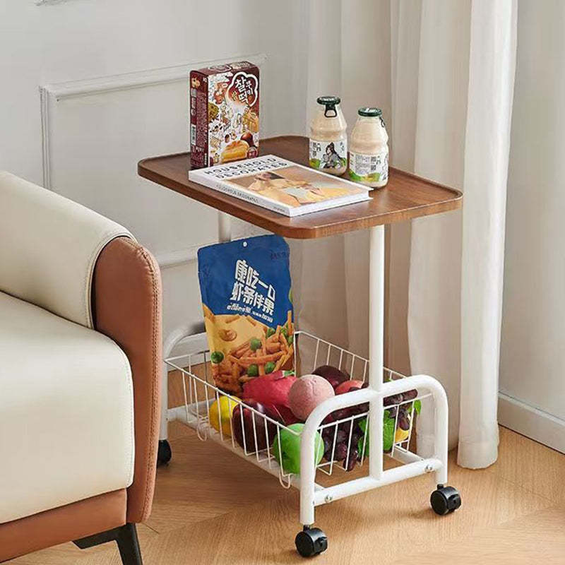 Minimalist Iron Wood 2-Tier Side Table