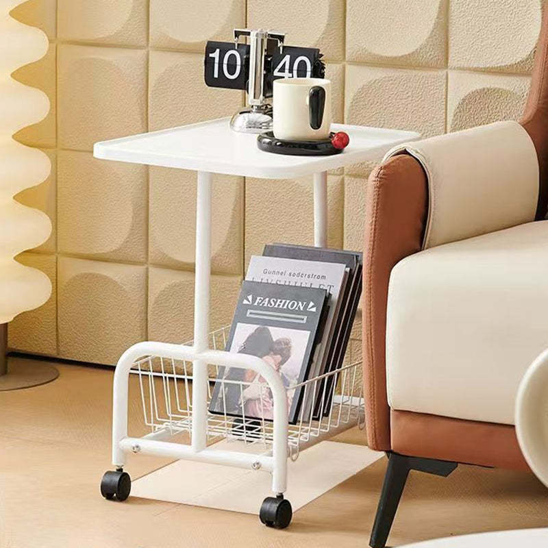 Minimalist Iron Wood 2-Tier Side Table