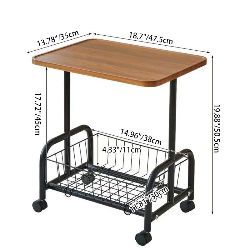 Minimalist Iron Wood 2-Tier Side Table