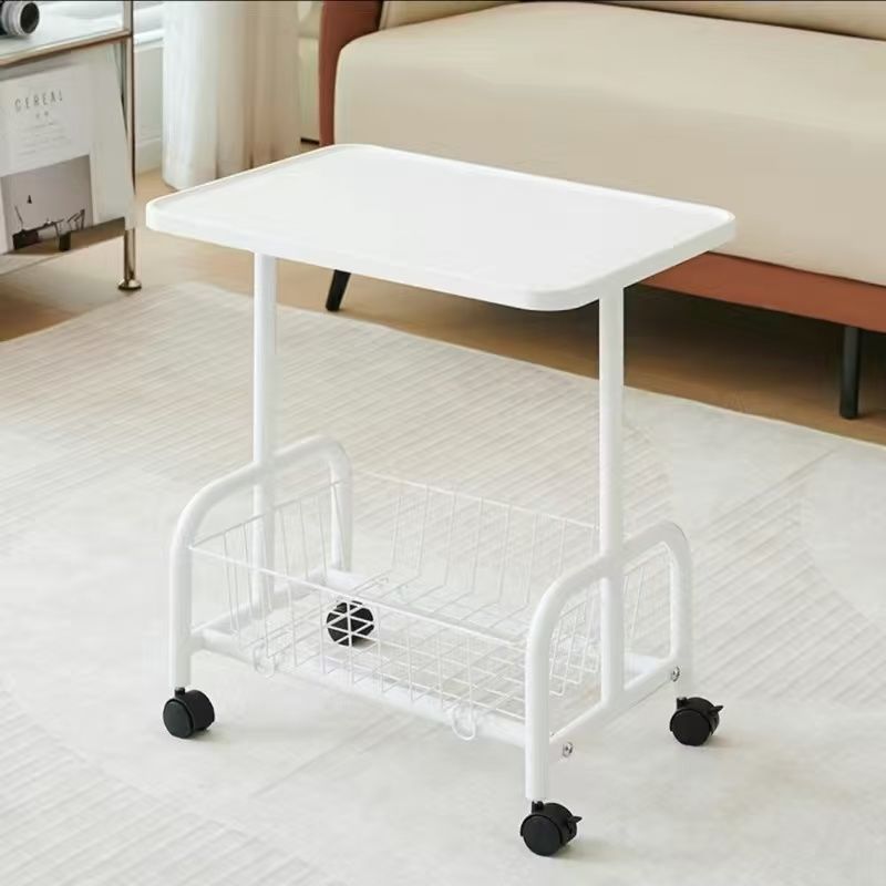 Minimalist Iron Wood 2-Tier Side Table