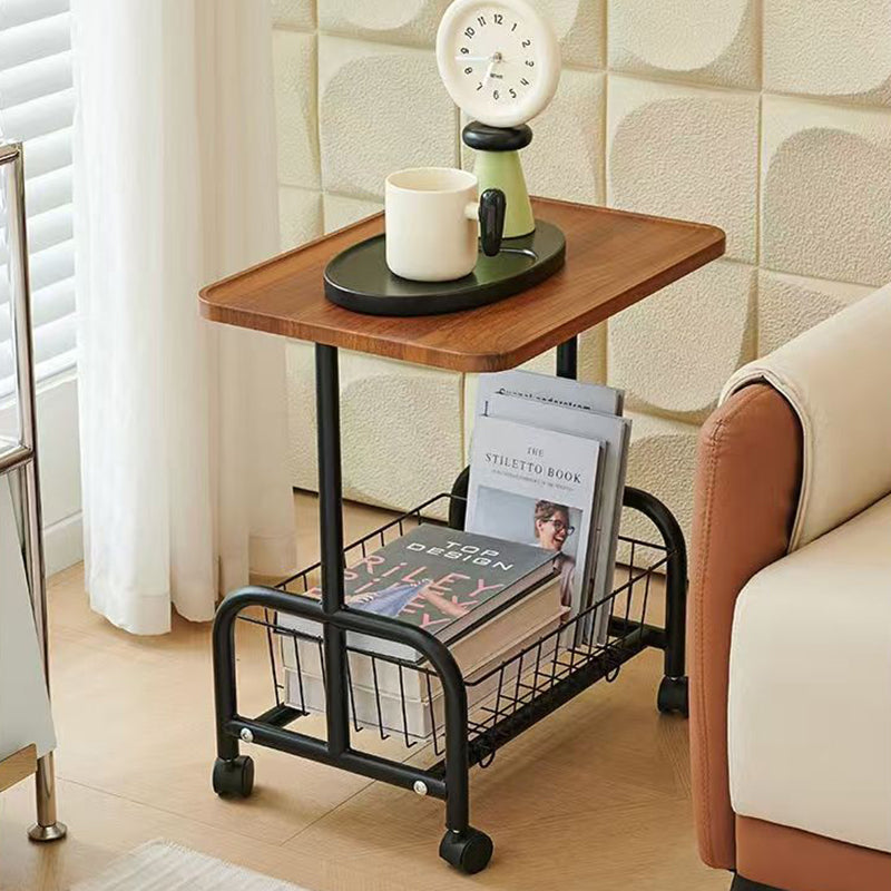 Minimalist Iron Wood 2-Tier Side Table