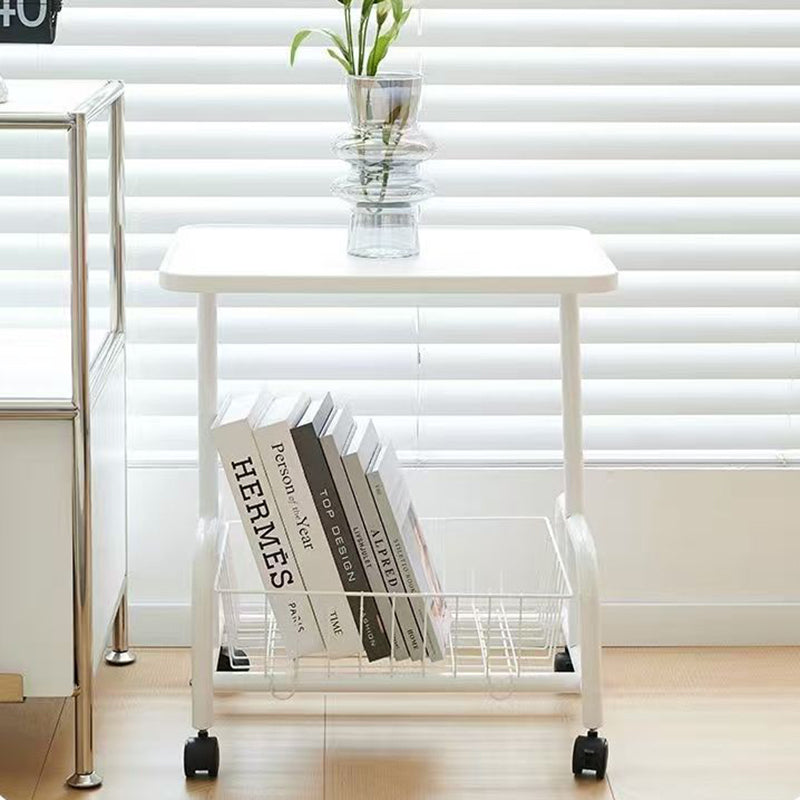 Minimalist Iron Wood 2-Tier Side Table