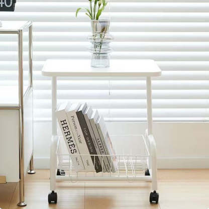 Minimalist Iron Wood 2-Tier Side Table
