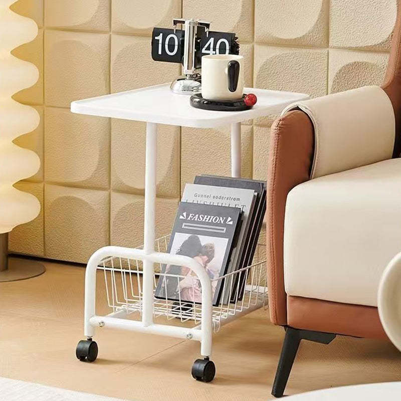 Minimalist Iron Wood 2-Tier Side Table
