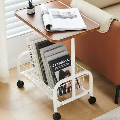 Minimalist Iron Wood 2-Tier Side Table