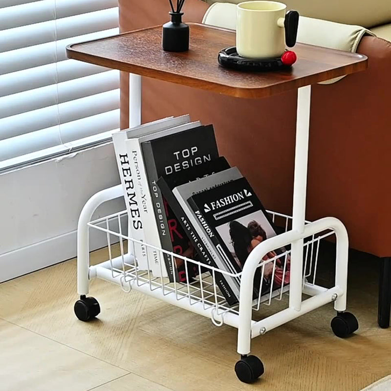 Minimalist Iron Wood 2-Tier Side Table