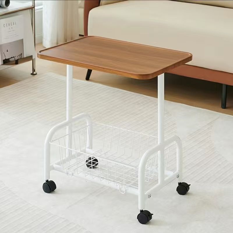 Minimalist Iron Wood 2-Tier Side Table