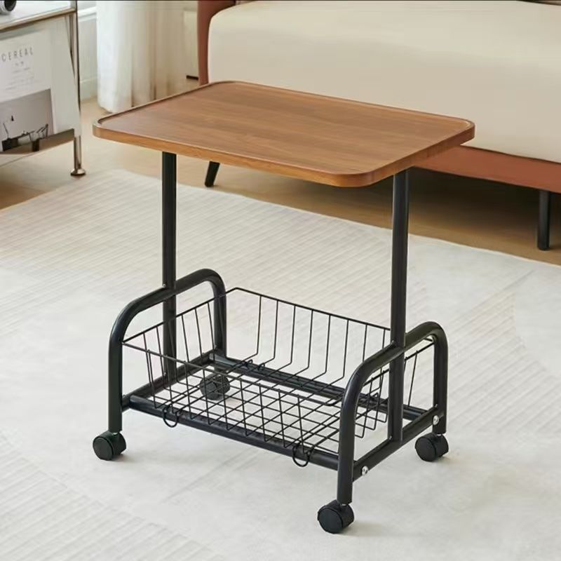 Minimalist Iron Wood 2-Tier Side Table