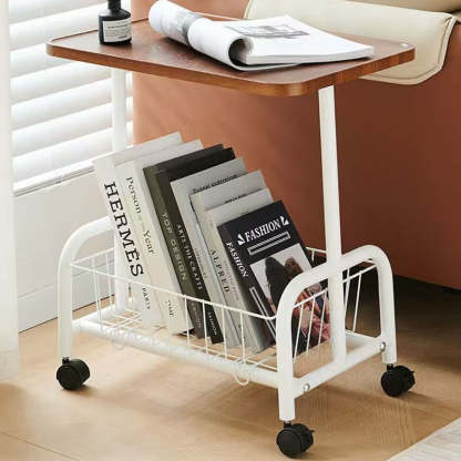 Minimalist Iron Wood 2-Tier Side Table