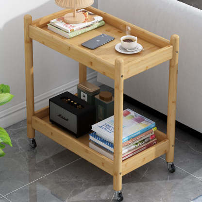Vintage Bamboo Glass 2-Tier Side Table