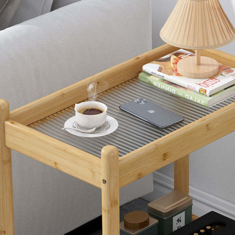 Vintage Bamboo Glass 2-Tier Side Table