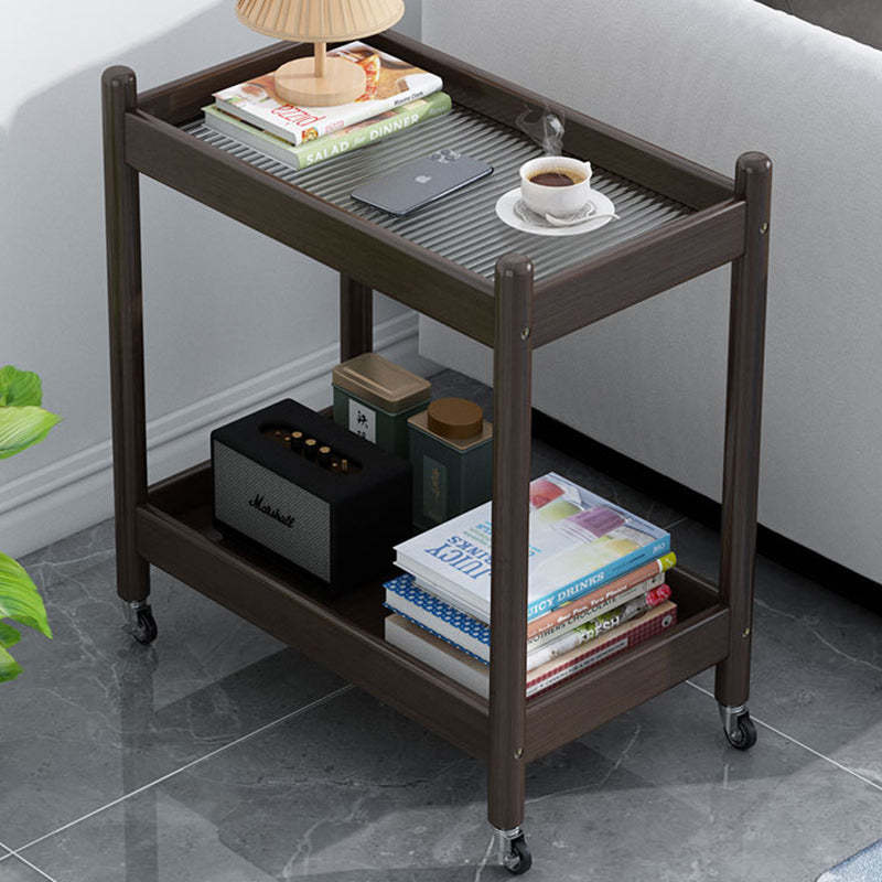 Vintage Bamboo Glass 2-Tier Side Table