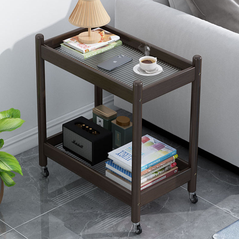 Vintage Bamboo Glass 2-Tier Side Table