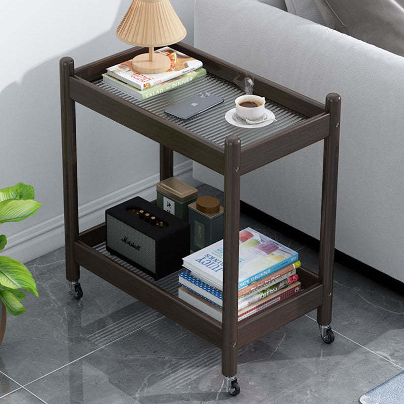 Vintage Bamboo Glass 2-Tier Side Table