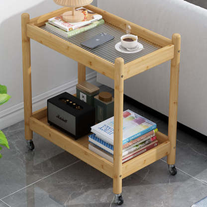 Vintage Bamboo Glass 2-Tier Side Table