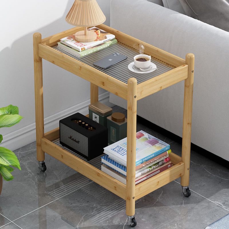 Vintage Bamboo Glass 2-Tier Side Table