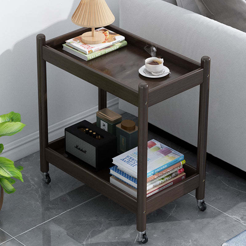Vintage Bamboo Glass 2-Tier Side Table — Walnut Color - Bamboo
