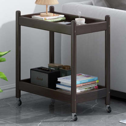 Vintage Bamboo Glass 2-Tier Side Table