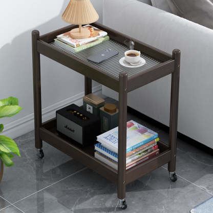 Vintage Bamboo Glass 2-Tier Side Table