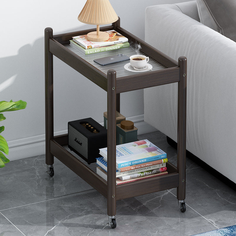 Vintage Bamboo Glass 2-Tier Side Table