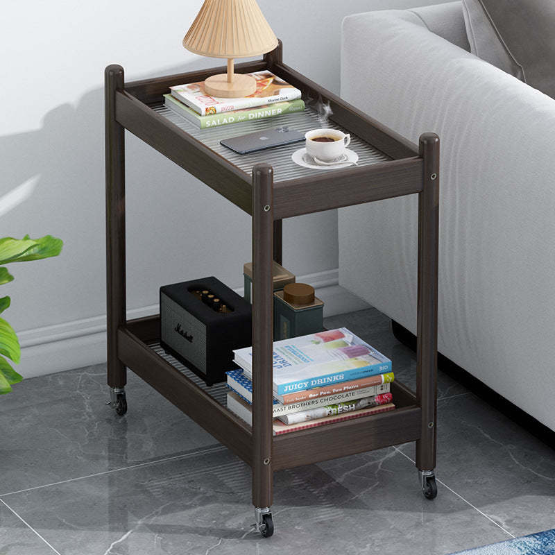 Vintage Bamboo Glass 2-Tier Side Table