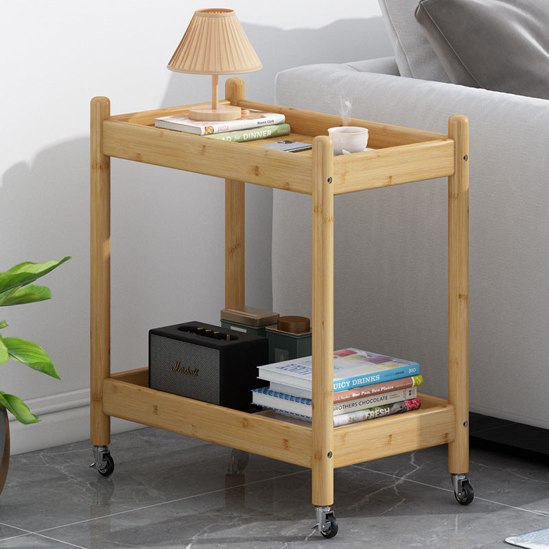 Vintage Bamboo Glass 2-Tier Side Table