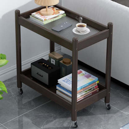 Vintage Bamboo Glass 2-Tier Side Table