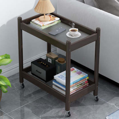 Vintage Bamboo Glass 2-Tier Side Table