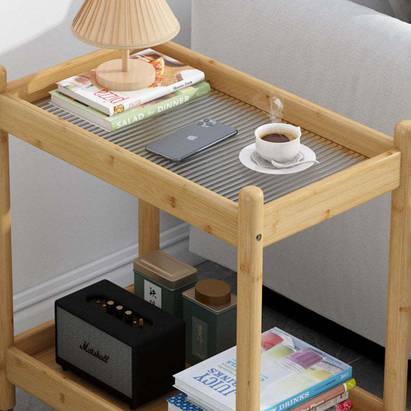 Vintage Bamboo Glass 2-Tier Side Table