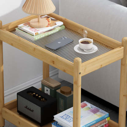 Vintage Bamboo Glass 2-Tier Side Table