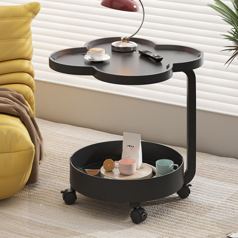 Scandinavian Cream Metal 2-Tier Side Table