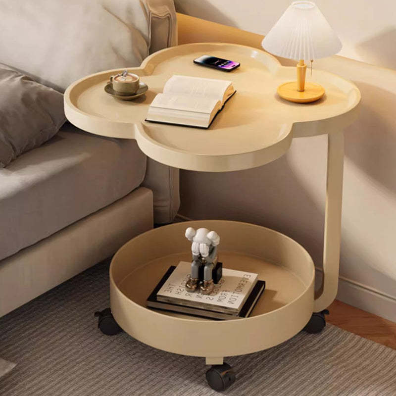 Scandinavian Cream Metal 2-Tier Side Table