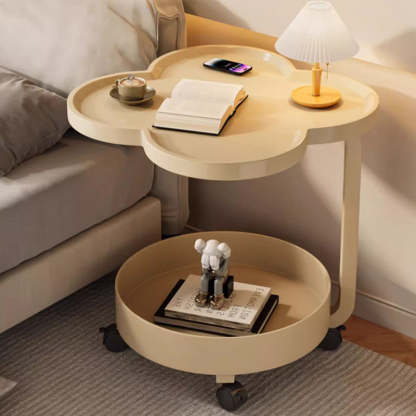 Scandinavian Cream Metal 2-Tier Side Table