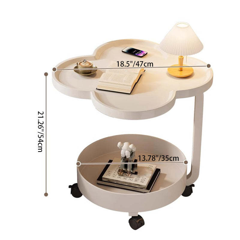 Scandinavian Cream Metal 2-Tier Side Table — Milky Yellow