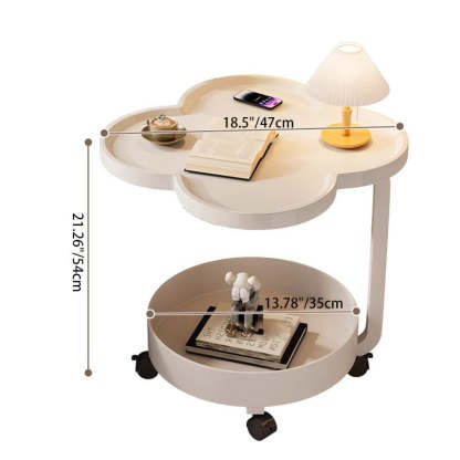 Scandinavian Cream Metal 2-Tier Side Table — Milky Yellow