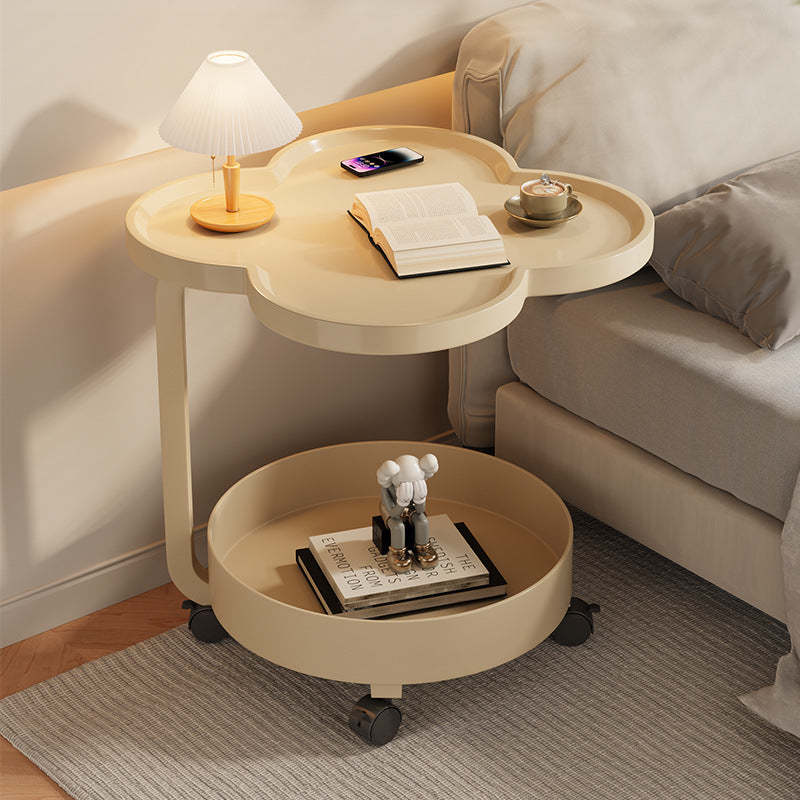 Scandinavian Cream Metal 2-Tier Side Table